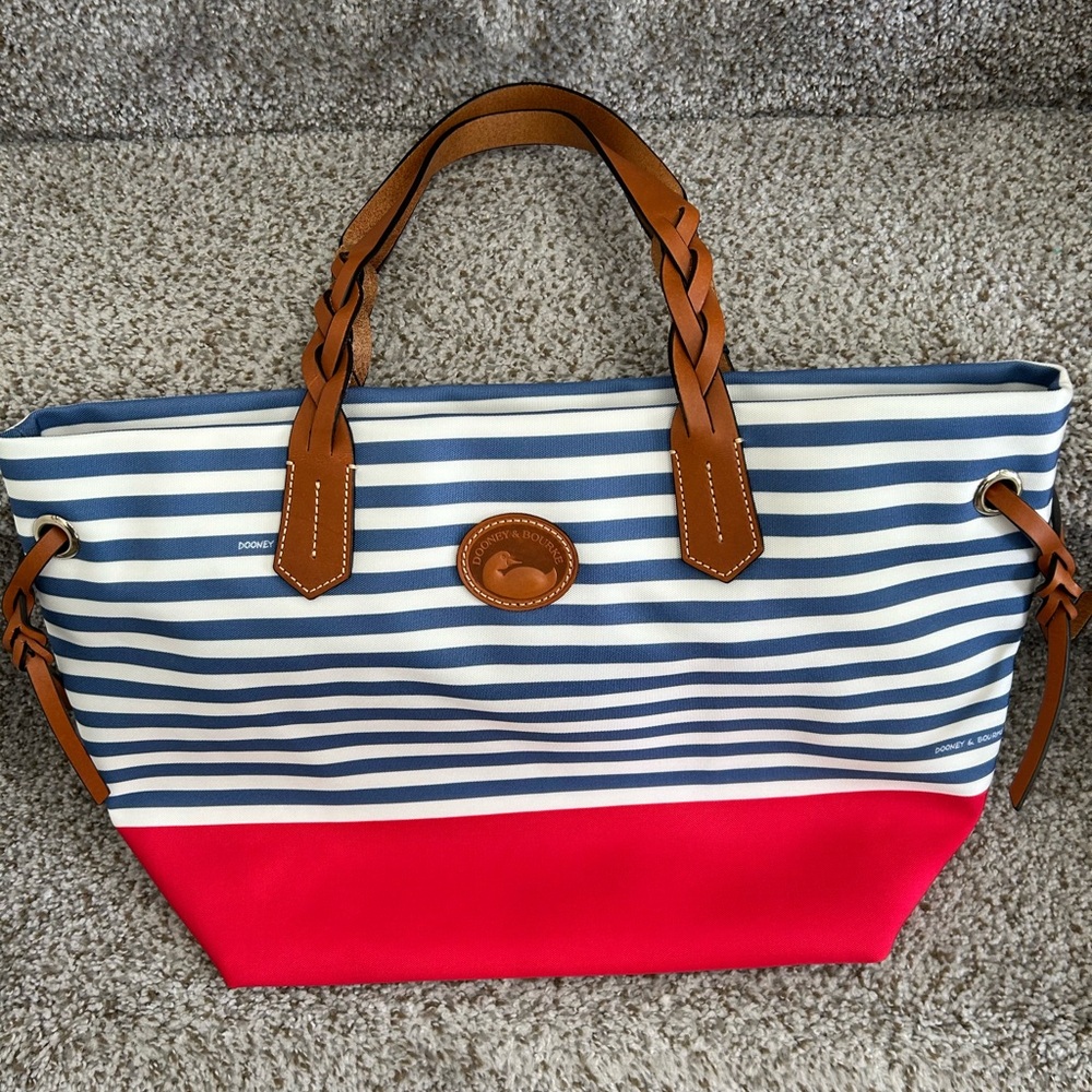 Dooney & Bourke Blue and Red Striped Tote Bag - NWT